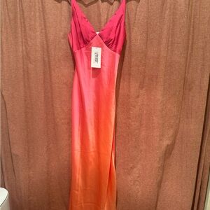 Elegant Pink and Orange Women's Silk Dress